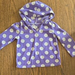 1989 Place Lavender Hooded Fleece Top with White Polka Dots